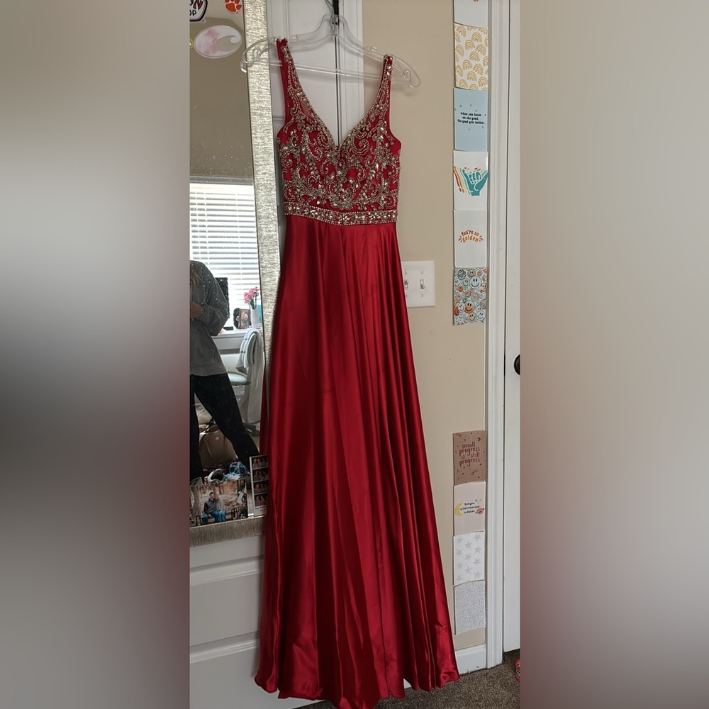 Elegant Red Beaded Gown